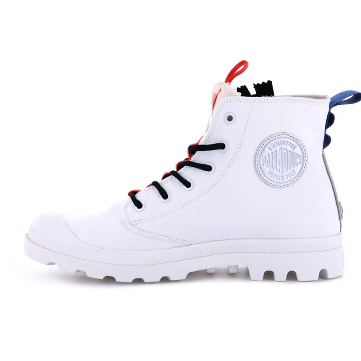 Palladium Pampa Hi Ticket To Earth Men's Boots White | UK O678-RFE